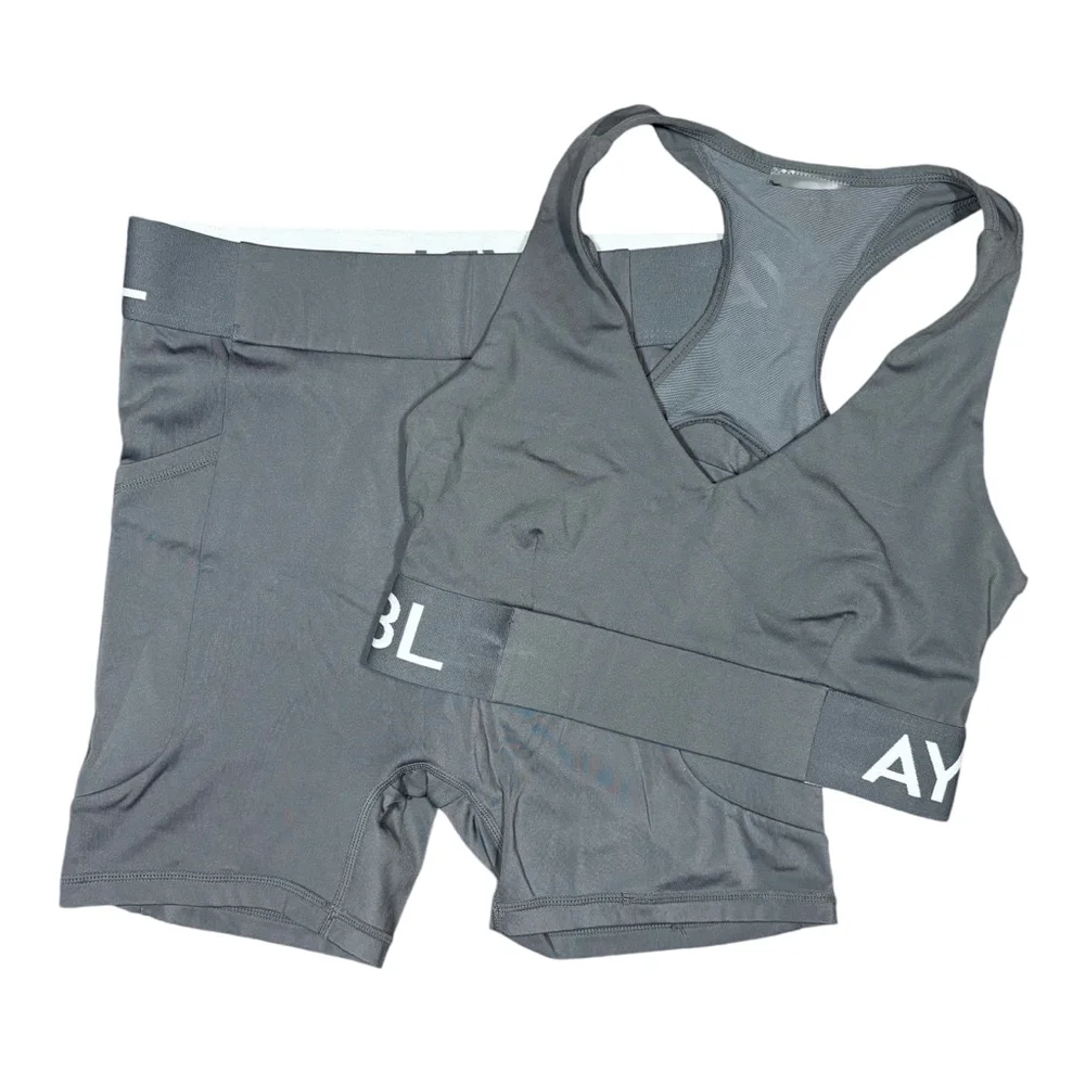 Women's AYBL Sports Bra & Shorts Set - Gray‎ - M